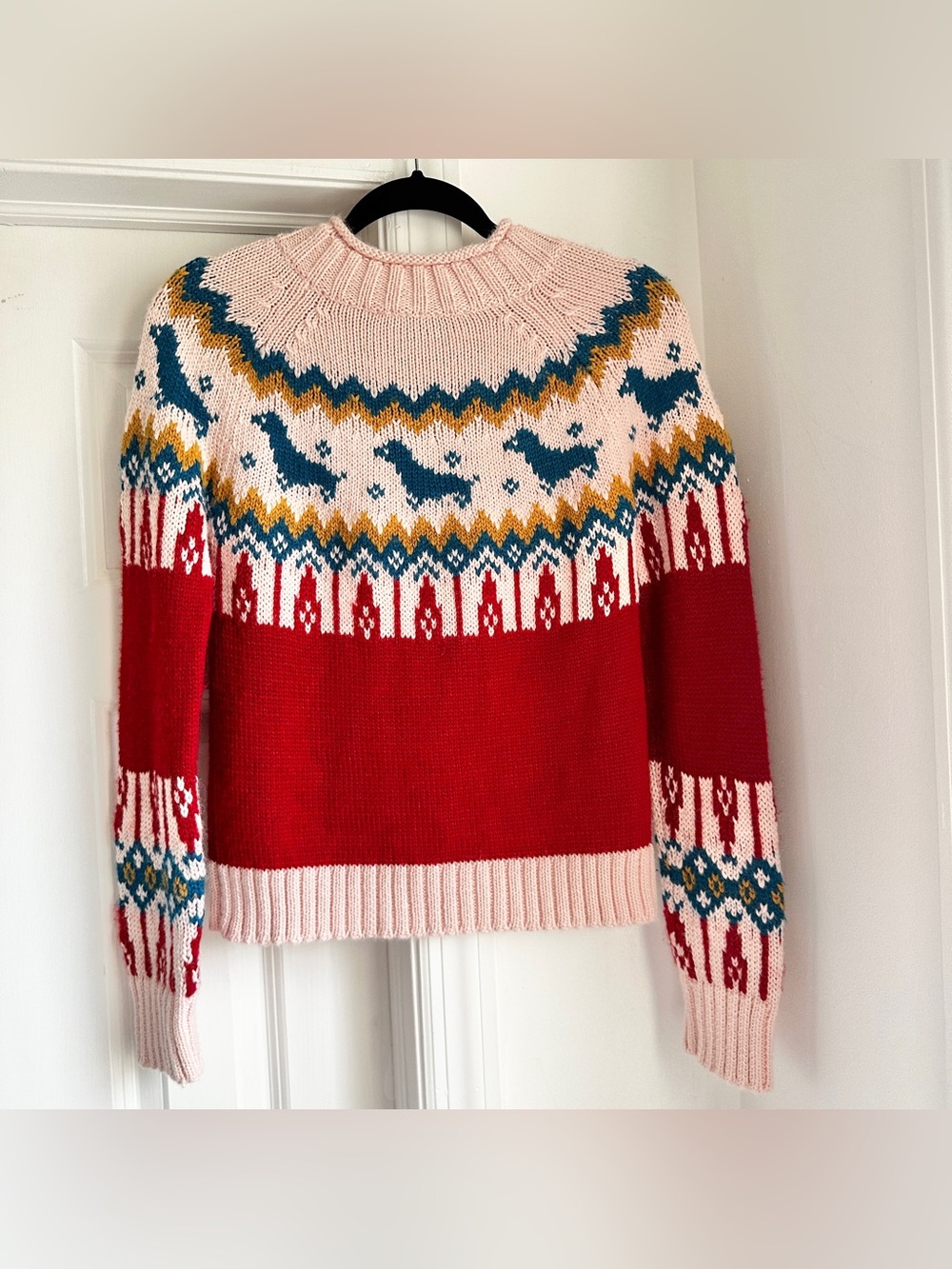 Rachel Antonoff Oscar Dachsund Fair Isle Crew Neck Sweater Small - Picture 6 of 10